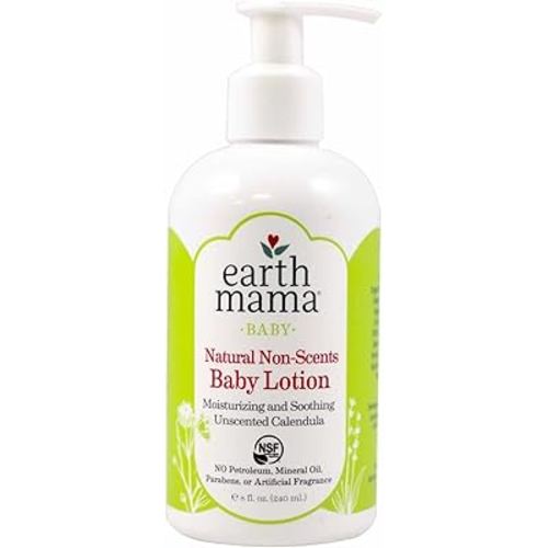 Earth Mama Natural Non-Scents Baby Lotion with Organic Calendula, 8-Fluid Ounce (2-Pack)