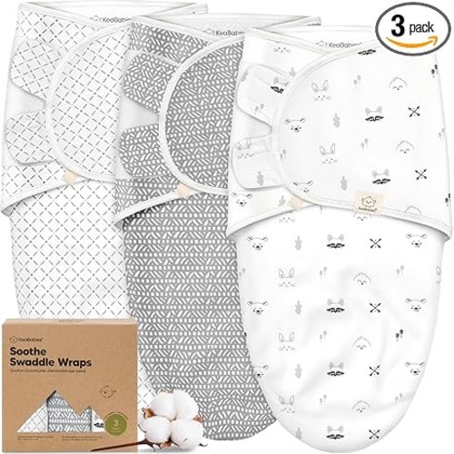 KeaBabies 3-Pack Organic Baby Swaddle Sleep Sacks - Swaddles for Newborns, Infant 0-3 Months, Baby Girls, Boys, Soft & Snug Newborn Sleep Sack, Nursery Swaddling Blankets (Nordic, OS)