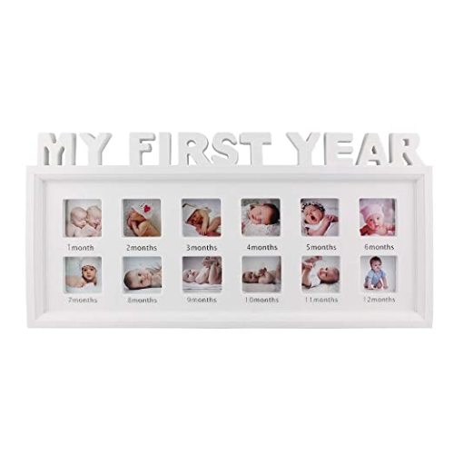 My First Year Frame Baby Picture Keepsake Frame for Photo Memories, White
