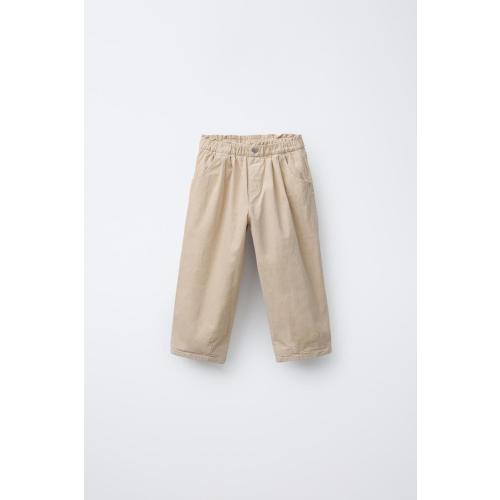 LINED FINE-WALED CORDUROY BAGGY PANTS - Ecru | ZARA United States
