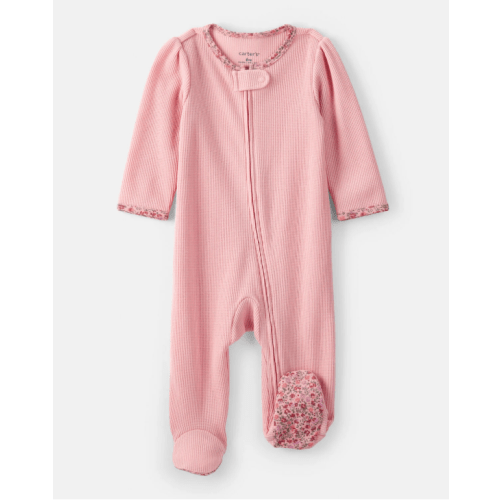 Baby Girl Cotton Long-Sleeve 2-Way Zip Sleep & Play Pajamas - Pink | Carter's