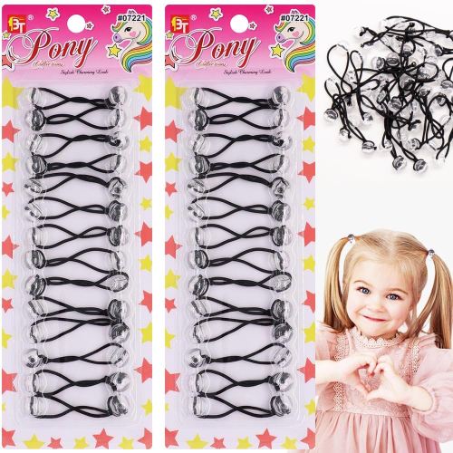 12mm Hair Accessories: 28 Pcs Bubble Twinbead Ponytail Holders with Balls for Kids, Toddlers, and Girls (Clear Assorted)