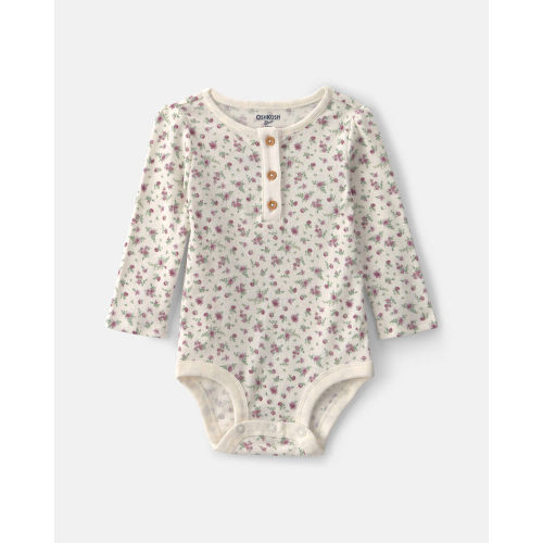 Baby Girl Floral Long-Sleeve Bodysuit - Ivory | Carter’s Oshkosh Canada