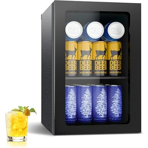 Compact 24 Can/0.9 Cubic Foot Beverage Fridge For Soda, Beer Or Wine, Drinks Refrigerator Cooler With Adjustable Shelves (0.9Cu Black)