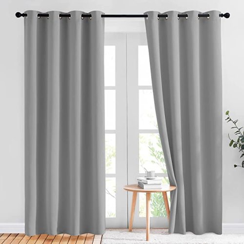 Light Gray Blackout Curtains 84 inch Long for Bedroom - Thermal Insulated Solid Grommet Light Blocking Window Curtains & Drapes for Living Room (2 Panels, 52 x 84 Inch, Silver Grey)