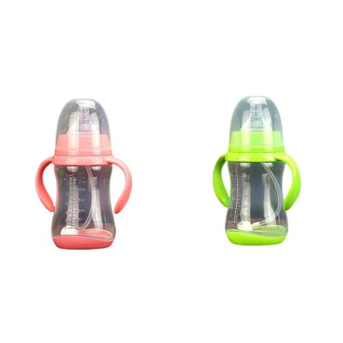 witspace Wide Caliber Baby Bottle with Handle Plastic Trainer Cup, Trainer Drinking Cup with Extra-Soft Spout, Spill-Free Nipple, and Non-Slip Handles, for Baby