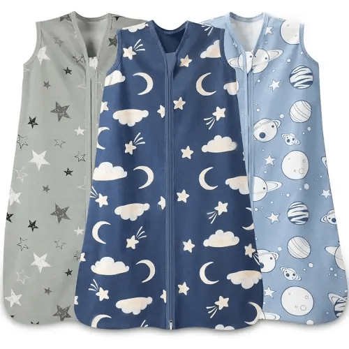 Baby Sleep Sack 0-6 Months,100% Cotton TOG 0.5 Wearable Blanket for Newborn and Infant, 3 Pack 2-Way Zipper Lightweight Sleeping Bags for Toddler
