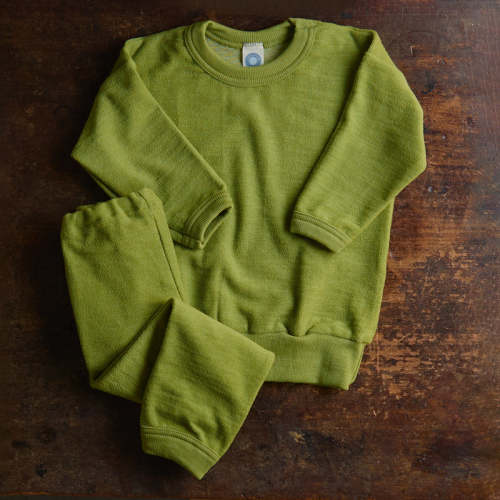 Baby & Kids Merino Wool Terry Pyjama Set - Green