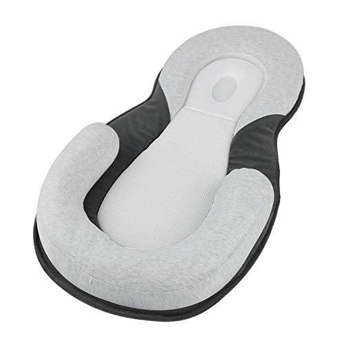 Mestron Portable Baby Bed Babies Head Support Pillow Newborn Baby Mattress Lounger Nest for Baby Sleep Positioning Comfortable Easy Cleaning Sleeping Lounger for 0 12 Months Baby Lounger