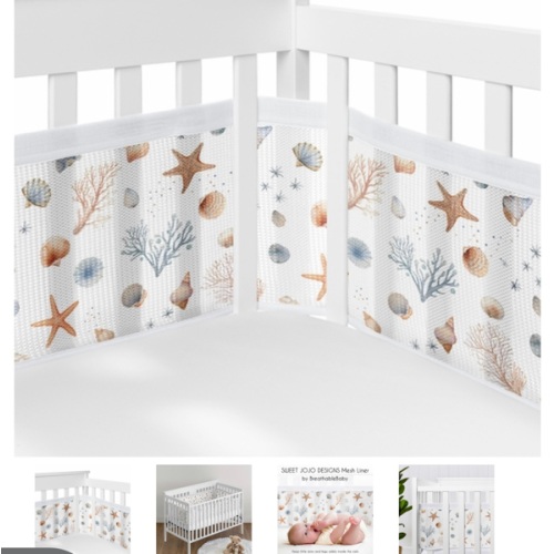 Seashells Collection Sweet Jojo Designs + BreathableBaby Breathable Mesh Crib Liner