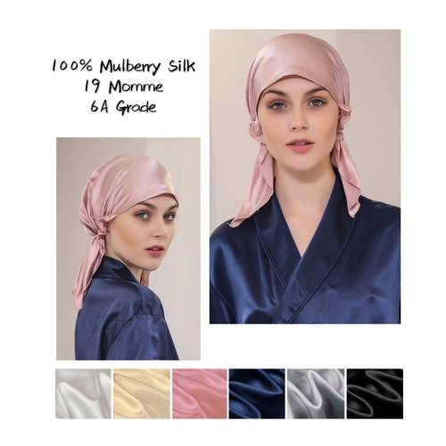 100% Pure Mulberry Silk Night Hat, Handmade 19/22 Momme Luxury Sleeping Bonnet Cap/Top Grade (6A) Silk Hair Wrap, Gift Ideas