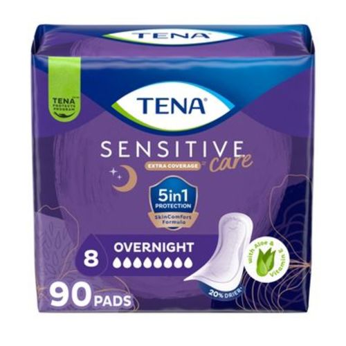 TENA Sensitive Care Incontinence Pads for Women - Ultimate Absorbency - Extra Coverage - 90ct