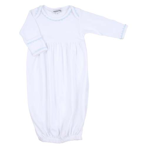 Baby Joy Gathered Gown with Crochet Trim