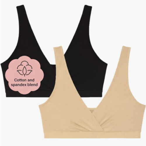 Motherhood Maternity Women's Soft Cotton Spandex Wrap Front Maternity & Nursing Sleep Bralette Bra S-3x