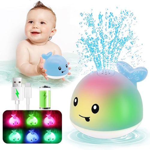 Light Up Baby Bath Toys, Whale Bath Toy Sprinkler for Tub Water Play Gifts