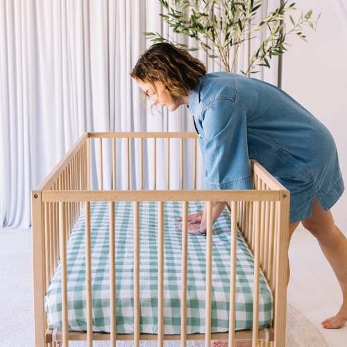 Waterproof Cot Sheet | Green Gingham – Little Human Linens
