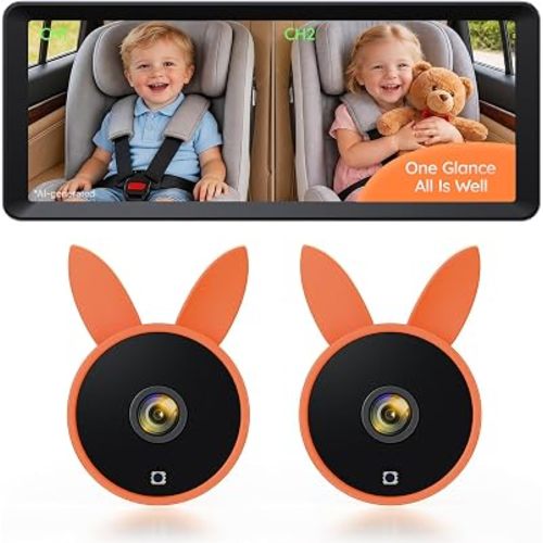 BV3PRO Dual Car Camera Baby Monitor, 7.2" 1080P Split Screen