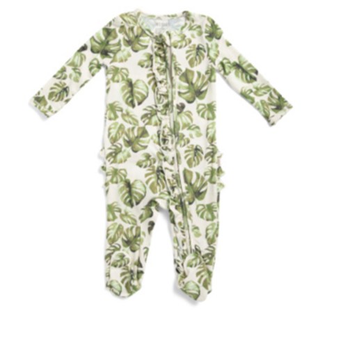 Newborn Girls Island Leaf Stretch Ruffle Footed Coveralls | Family Pajamas | Marshalls