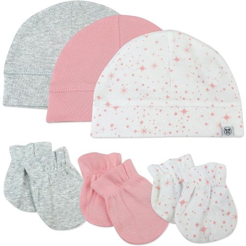 HonestBaby Baby 100% Organic Cotton Multipack Cap Hats and No Scratch Mitts