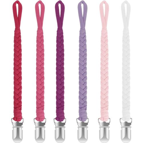 Pacifier Clip for Boys and Girls 6 Pack Baby Pacifier Holder Leash 100% Handmade Braided Fits All Pacifiers & Teething Toys Modern Unisex Baby Gift (Charming Pastels)