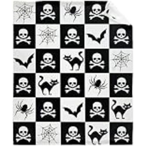 Halloween Black Cat Skull Baby Blanket Gifts Super Soft Swaddle Newborn Cozy Baby Receiving Blanket Stroller Throw Blanket for Crib 40x30 XSmall for Puppy