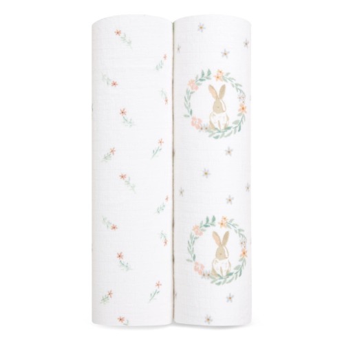 Blushing Bunnies Cotton Muslin Swaddles 2pk | aden + anais