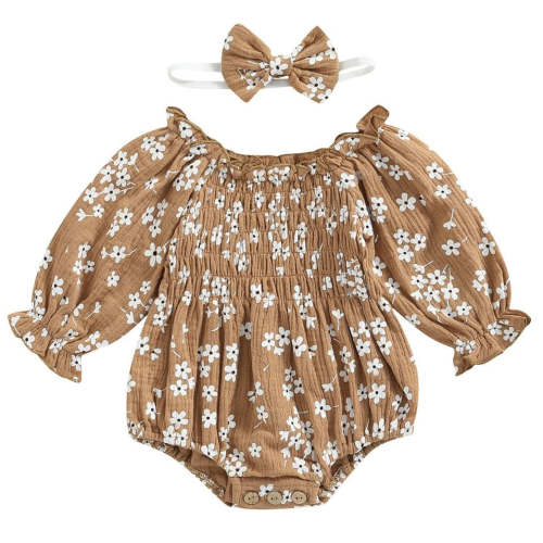 Sadie Smocked Floral Romper | Vintage Baby Girl Outfit