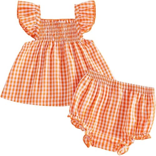 Mubineo Baby Girl Summer Clothes Cute Ruffle Tops Dress Shorts Outfits Set Infant Toddler Shirt Bloomers Princess Outfit