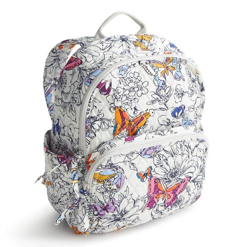 Vera Bradley Women's Small Banbury Backpack-Premium Cotton, Wing + Bloom, One Size