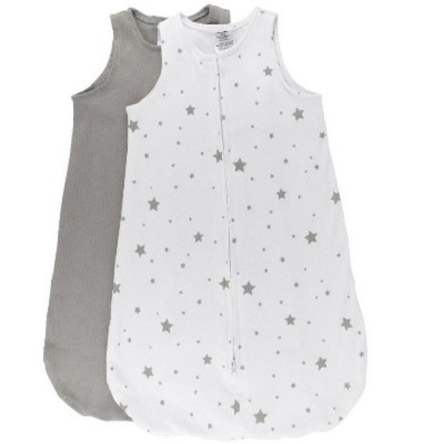 Ely's & Co. Wearable Blanket 100% Cotton Grey Stars and Solid Grey Small 12-18 Months 2 Pack