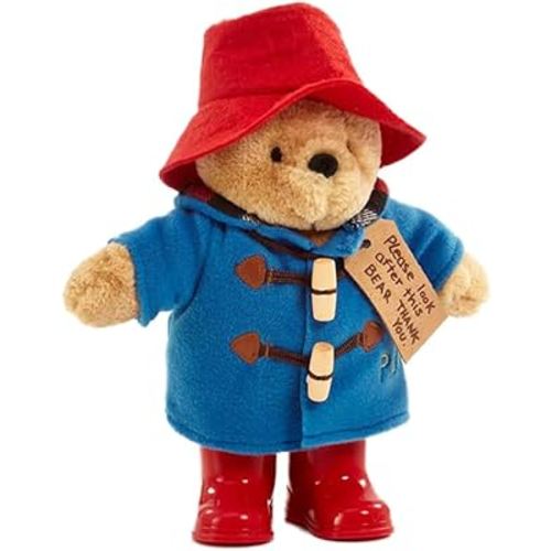 Rainbow Designs Classic Paddington Bear with Boots - 25cm Standing Plush Character - Soft & Cuddly Paddington Teddy Bear with Iconic Duffle Coat, Bush Hat & Shiny Red
