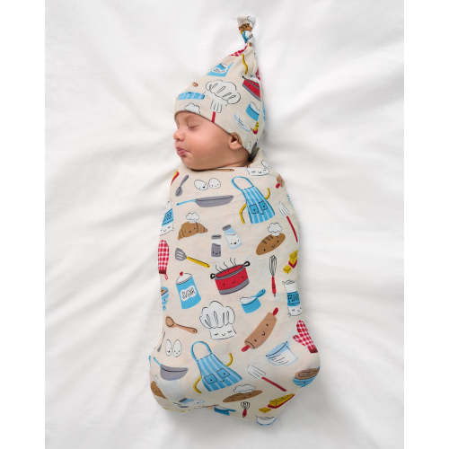 Little Chef Swaddle & Hat Set | Little Sleepies