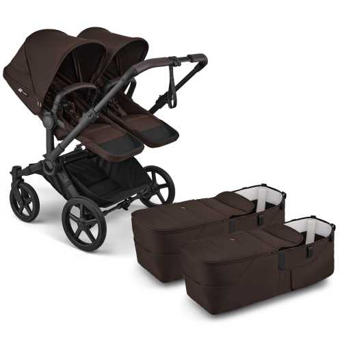 Bugaboo Donkey 6 Twin Complete Stroller Bundle - Black / Cocoa Brown / Cocoa Brown