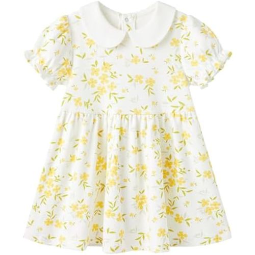 pureborn Baby Toddler Girl Dress Short and Long Sleeve Cotton Playwear Dresses 0-6T