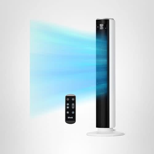 LEVOIT Tower Fan for Bedroom, Standing Fan with 28dB Quiet for Sleep, Remoter, 12H Timer, 25ft/s Velocity, 5 Speeds, 4 Modes, 90° Oscillation for Home, Office, Indoor, Bladeless 36 inch, White