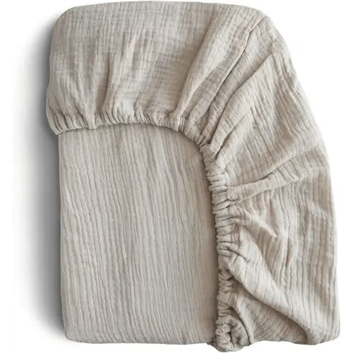 mushie Extra Soft Muslin Fitted Mini Crib Sheet | 24"x 38" (Fog)