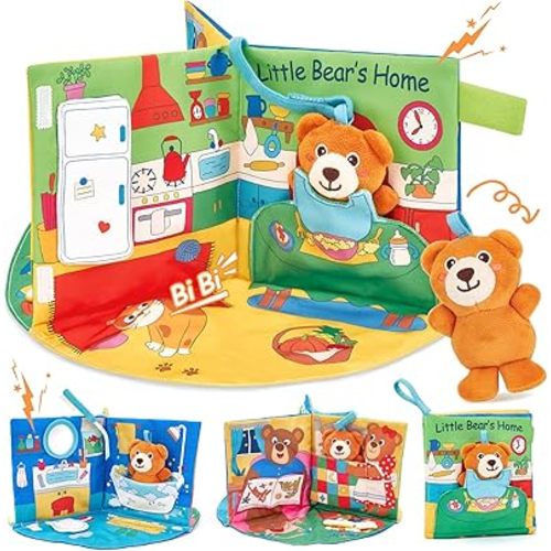 hahaland Baby Book for 1 Year Old - Touch and Feel Soft Activity Books Tummy Time Baby Toy 6 9 12 18 Months Interactive Book for Babies 6-12 Month on Airplane Christmas Birthday Gift Stocking Stuffers