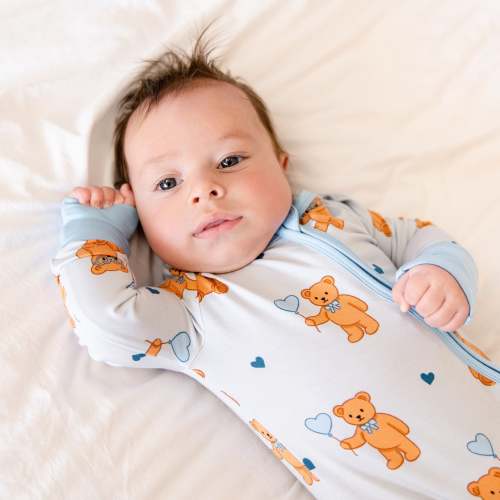 Larkspur Baby | Romper Pajamas | Convertible Footed Romper in Bluebeary