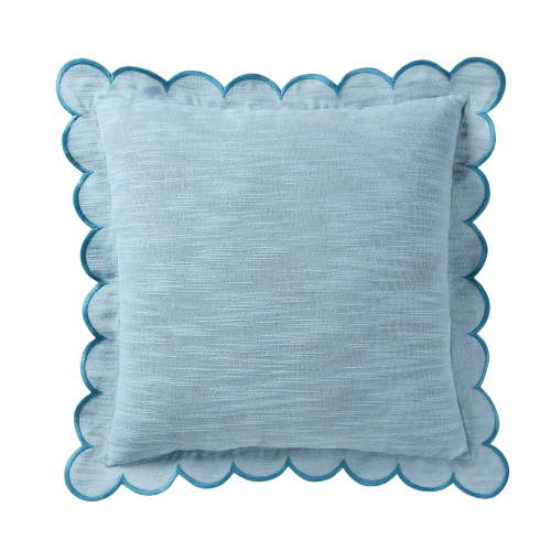 Home Decor Collection 19" x 19" Blue Scallop Flange Cotton-Rich Decorate Pillow