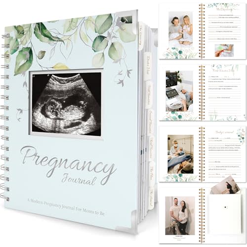 Pregnancy Journal for First Time Moms Gifts - 90 Pages Hardcover (Frost) | Pregnancy Memory Book, Beautiful & Cute Baby Book Keepsake, Ultrasound Baby Scrapbook, Mom To Be Gift