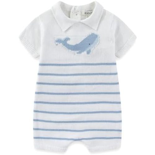 Sperry Baby Boys Short Sleeve Sweater Romper for Newborn and Infant