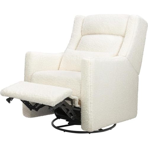 babyletto Kiwi Plus Power Recliner and Swivel Glider with Power Headrest and USB Port in Cream Shearling, Greenguard Gold and CertiPUR-US Certified