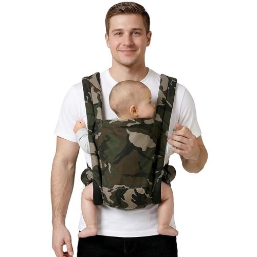 Baby Carrier for Dad (7-30lbs)-Military Stylish Infant Holder Carriers Newborn to Toddler, Men Baby Carrier with Windproof Cap, One Size Fits All, Camouflage