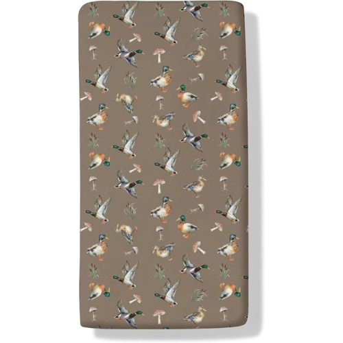 Watercolor Mallard Duck Reeds Mushroom Baby Boys Girls Crib Sheets Boy Hunting Ducks Soft Crib Sheet Hunting Season Fitted Crib Mattress Cover for Standard Crib Toddler Mattresses 52"x28"