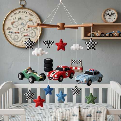 Personalized Crochet Baby Mobile, Car Vehicle Mobile Nursery, Tractor Theme Nursery Decor, Baby Shower Gift, Newborn Room, Baby Shower Gift
