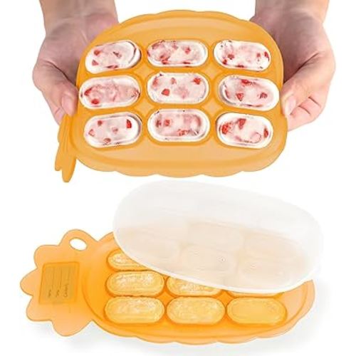 haakaa Silicone Nibble Freezer Tray -Breastmilk Teething Popsicle Mold - Baby Fruit Food Feeder Teether Tray - Baby Food Maker - Ice Cube Tray - 4 Months+ Babies - BPA Free -Apricot
