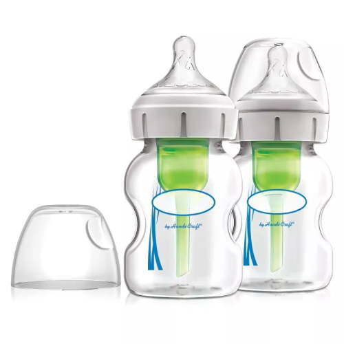 Wide-Neck Anti-Colic Glass Baby Bottles, 2-Pack, Infant Feeding Bottles, Glass Baby Feeding Bottles, Wide Neck Anti-Colic Bottle Set, Newborn Baby Bottles