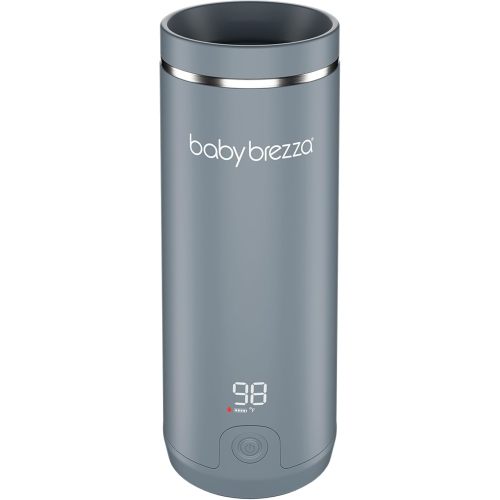 Baby Brezza Portable Warmer – 3X Faster Baby Bottle Warming - Travel Breastmilk and Formula Warmer - Safe, Even Heating - Up to 9oz - No Adapters, Grey