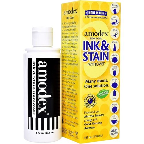 Amodex Ink and Stain Remover Unique Soap Liquid Formula 4 fl oz Bottle