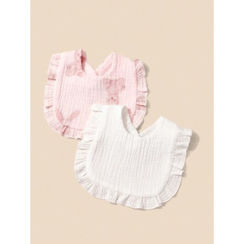 2pcs Baby Ruffled Burp Cloth Set